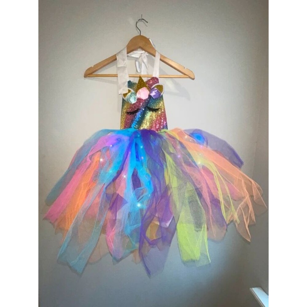 LED Light-Up Rainbow Unicorn Sequin Tutu Dress 7 birthday dress light up dress